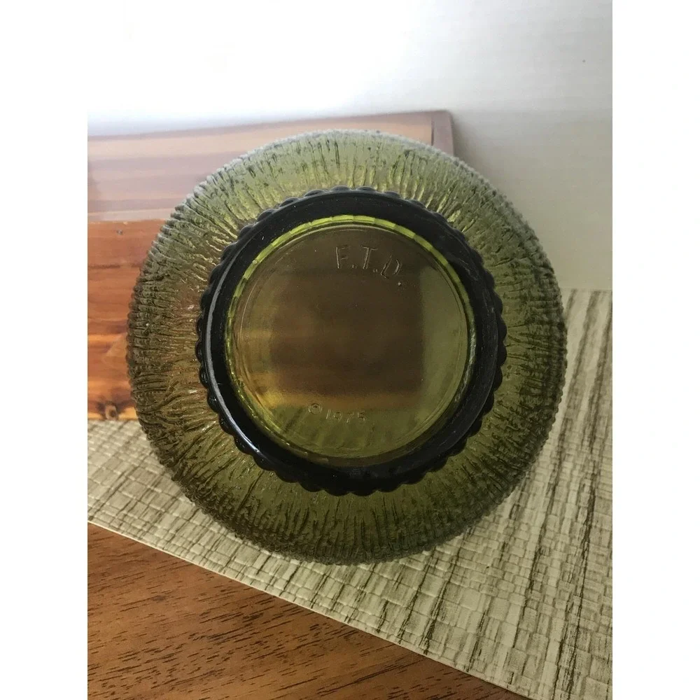 FTD Soreno Round Green Floral Bowl‎ Candy Dish - 1975 Vintage